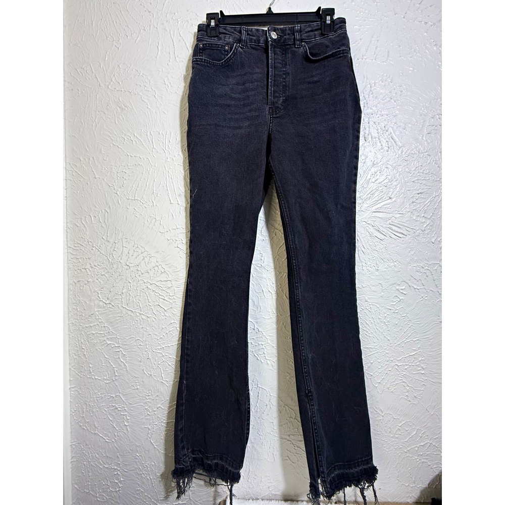We The Free Free People Jeans 28 Washed Black Straight Leg Raw Hem Button Fly